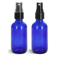 Blue Glass Boston Bottles w/ Fine Mist Sprayers