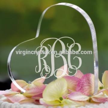 Wholesale heart shape crystal cake topper for wedding centerpieces