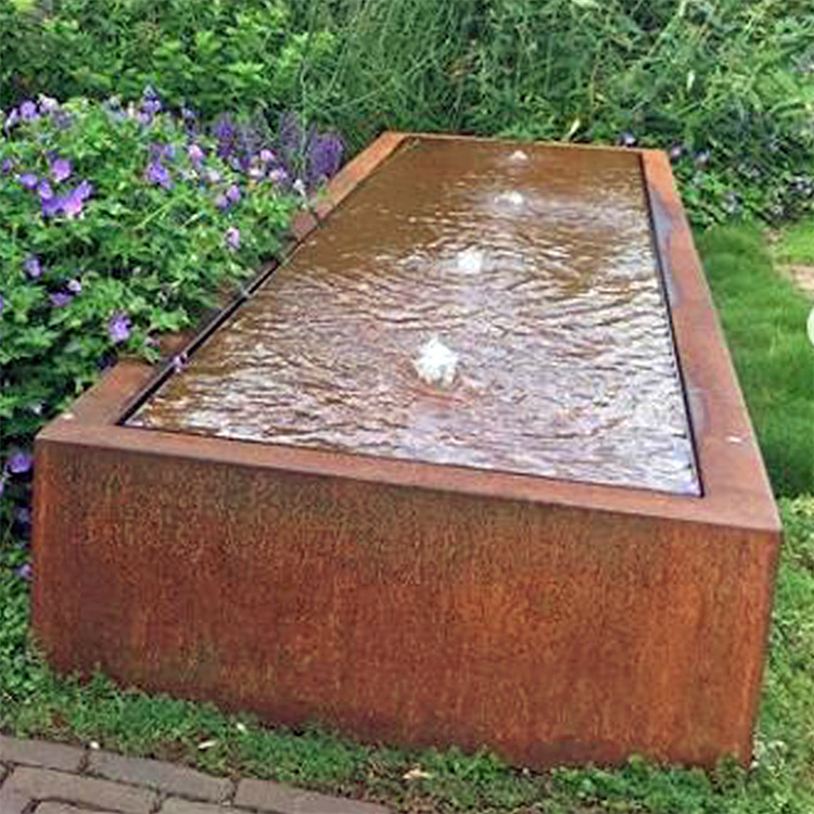 Modern Large Outdoor Garden Metal Rectangle Water Feature