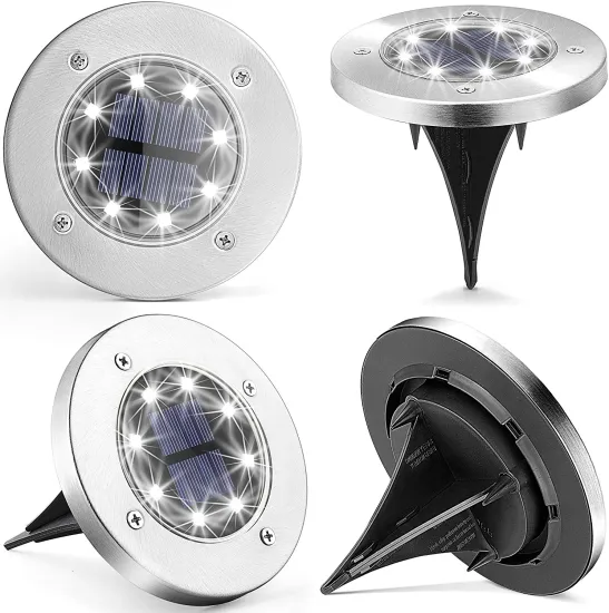 IP65 Solar Ground Lights: 8 LED Warm White Waterproof Patio Pathway Garden Landscape Lighting