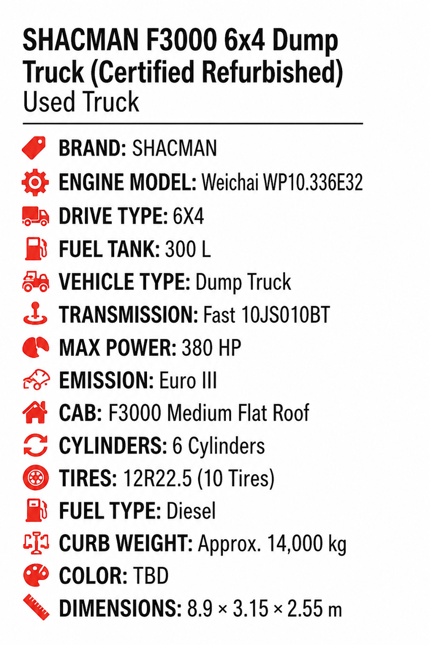 SHACMAN F3000 6×4 Dump Truck