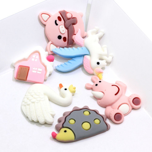 Mixed Style Cute Cartoon Flatback Miniature Animal Resin Cabochon For Diy Craft Making