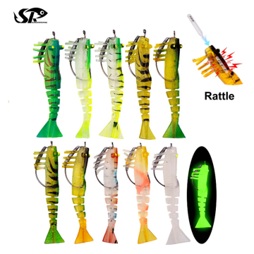 85mm/100mm Luminous Multi Jointed Prawns Soft Shrimp Lures for Saltwater Fishing