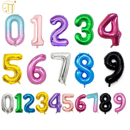 Aluminum Foil Number Balloons for Birthday Party Decorations