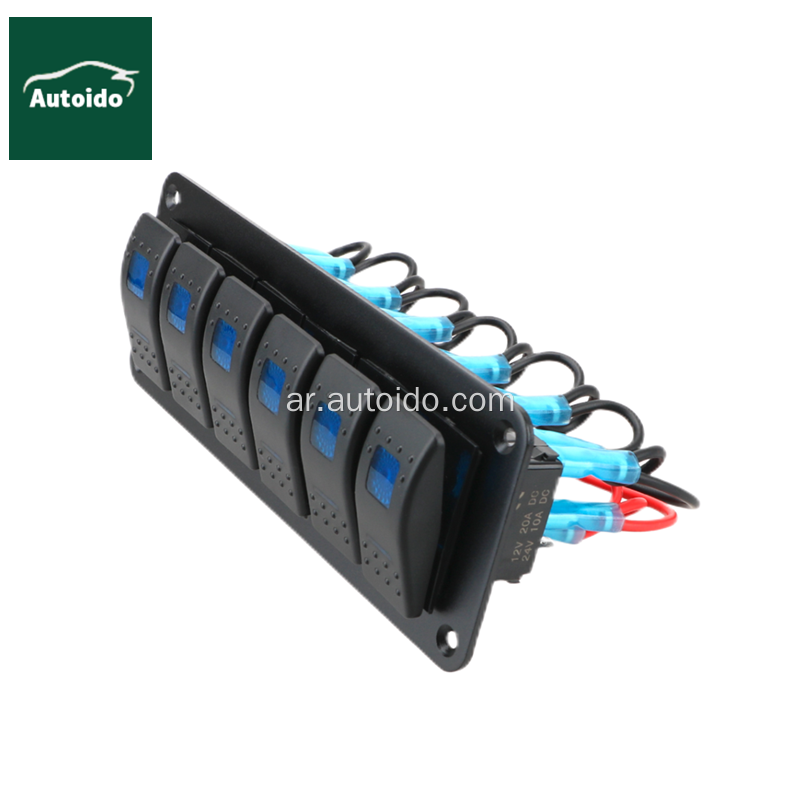 6 لوحة مفتاح LED Rocker Switch Rocker Gang