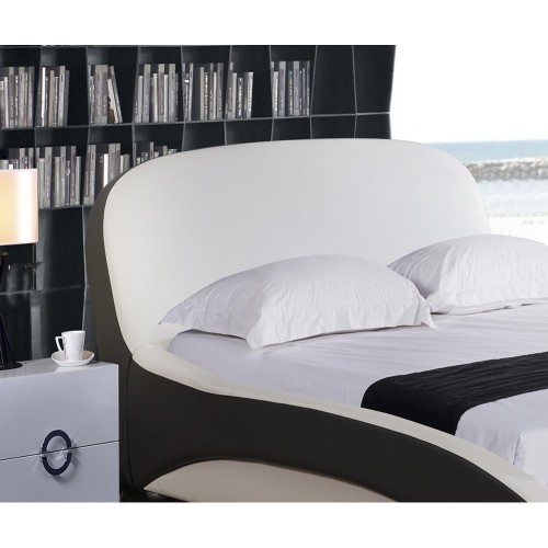 Black And White Color Leather Bed Curved sharp design modern style home set Factory