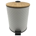 Bamboo Lid Pedal Trash Can