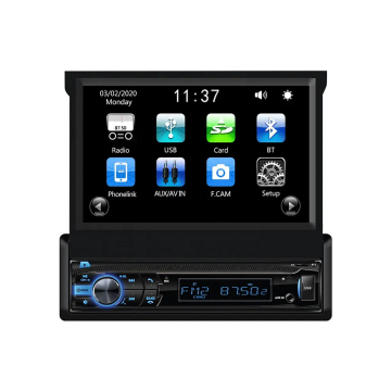 Universal 1Din Android Car Radio - 7 Inch Retractable Touch Screen GPS Wifi BT FM RDS AUX