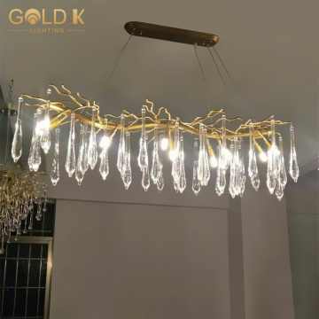 Nordic Modern Luxury Brass Gold Chandelier with K9 Crystal LED Pendant Light