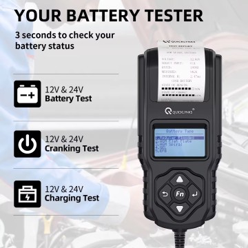 Battery Tester BA2000: Prints Voltage, Internal Resistance, Current, and CCA