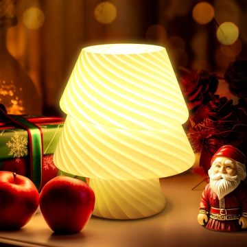 LOHAS 3000K Hand-blown Glass Christmas Tree LED Lamp - Kids Room Decor and Night Light