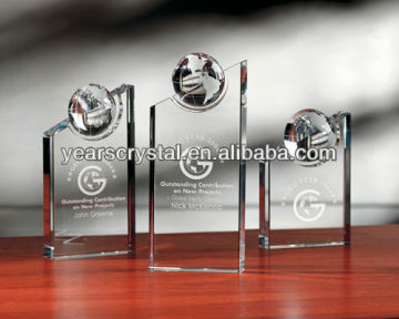 china supply half world globe crystal awards plaque (R-2203)