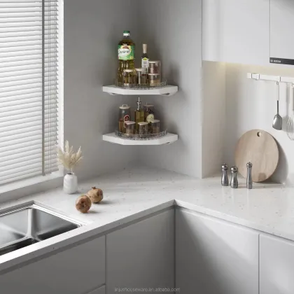 Lazy Susan Turntable Bathroom Corner Shelf and Shower Organizer