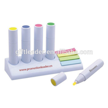 4PCS Plastic School Highlighter Set with Colourful Sticky Memo