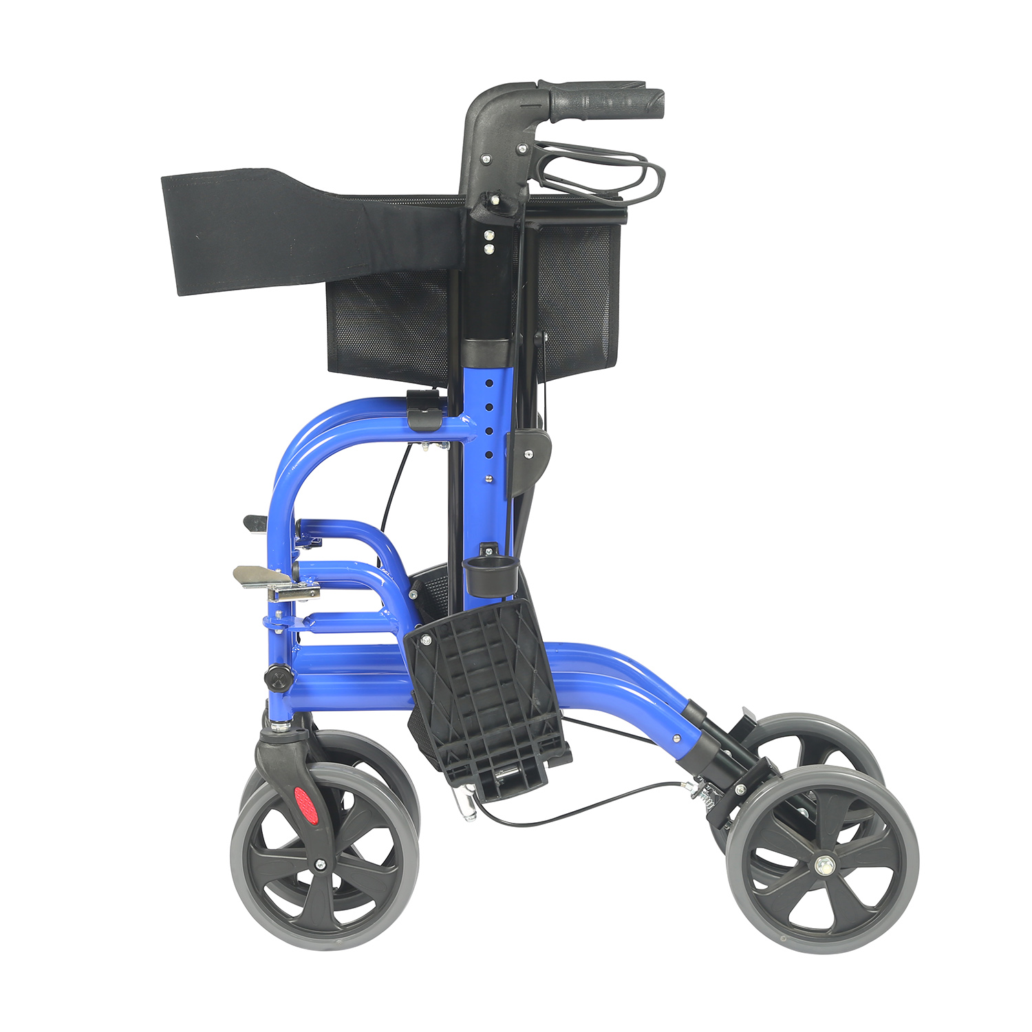 2 In 1 Rollator Walker & Transportstoel Vouwrolstoel Rolling Mobiliteit Walking Hulp met veiligheidsgordel en afneembare voetsteunen