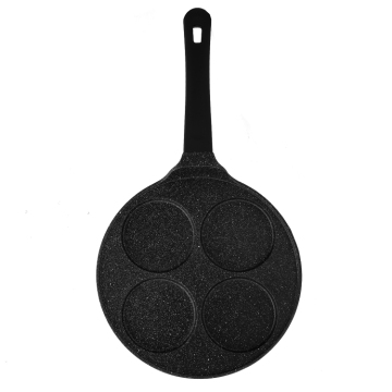High Quality 4-Hole Cast Iron Grill Fry Pan with Glass Lid for Induction Cooking