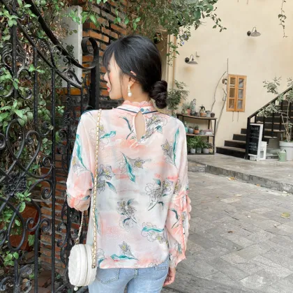 women's french retro temperament cheongsam top