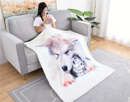 Soft sherpa fleece custom printed warming blanket DESIGNER