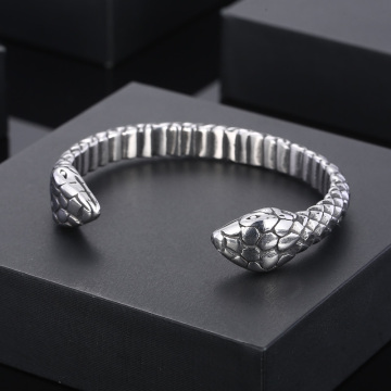 KALEN Unisex Fashion Stainless Steel Snake Head Cuff Bracelet