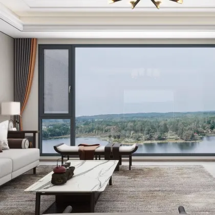 Middle East series doors and windows outward opening balcony sound insulation broken aluminum floor windows aluminum alloy glass