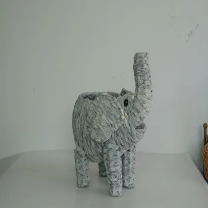 wash white water hyacinth elephant decoration pot
