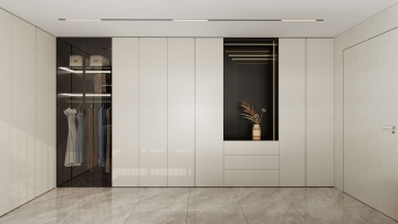 Configuración moderna de guardarropa de lujo minimalista