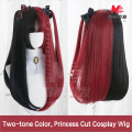 Wig cosplay hitam dan merah berpotongan Hime ubur-ubur