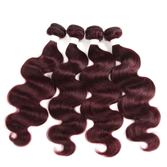 RUIMEI New Red Color Cheap Indian Human Hair Body Wave Virgin Brazilian Hair Extension Blonde Hair Bundles With Closure