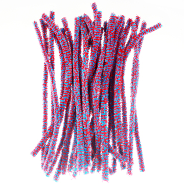 DIY Craft Twisted Chenille Stem Blue and Red colors