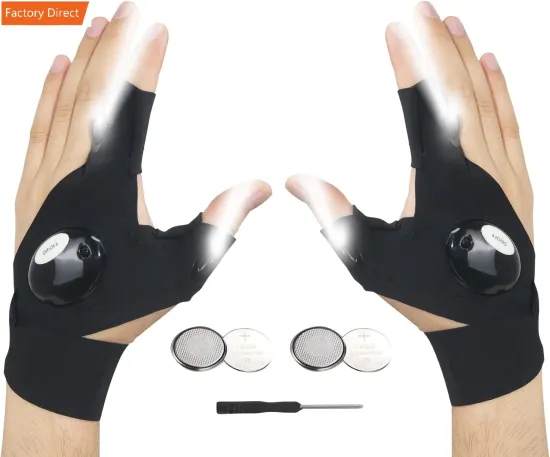 USB Charging LED Flashlight Gloves for Night Running and Fishing