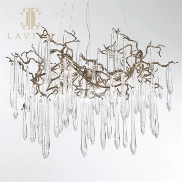 Brass chandelier modern bedroom led crystal pendant lamp