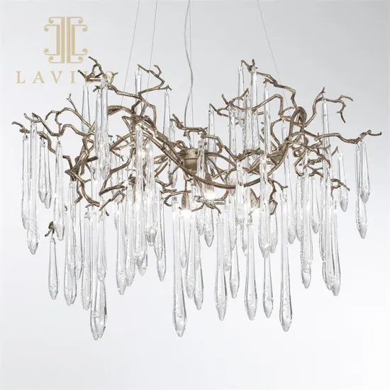 Brass chandelier modern bedroom led crystal pendant lamp