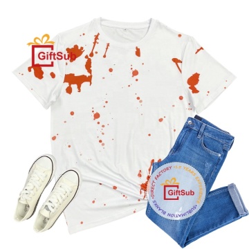 Camicie di sublimazione sbiancate di Halloween Halloween Custom - 100% poliestere con tintura di cotone morbida e tintura con candeggina finta