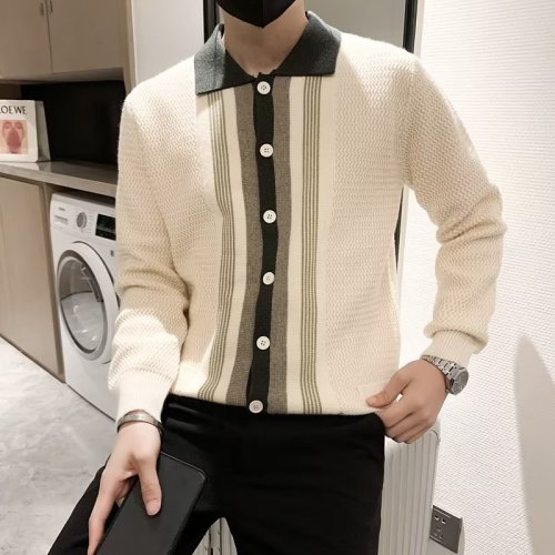 Men's Vintage Stripe Knit Polo Shirts