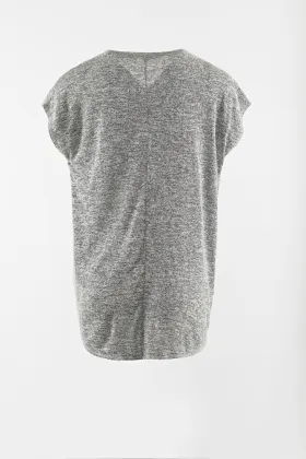 Novelty grey short sleeve cap sleeve pullover