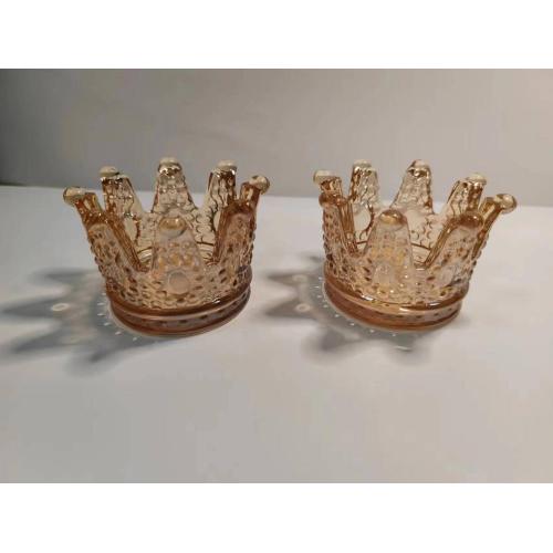 Crown shaped glass & delicacy candle holders