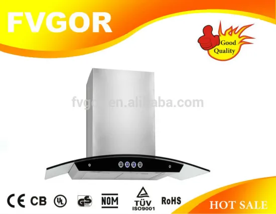 stainless steel body glass panel kitchen aire range hood