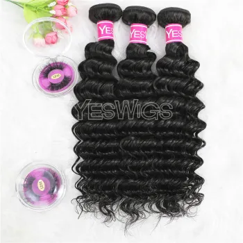 Unprocessed Cambodian Human Hair Deep Curly Wave Bundles Extension Double Weft Cambodian Young Girl Hair Extension Deep Wave