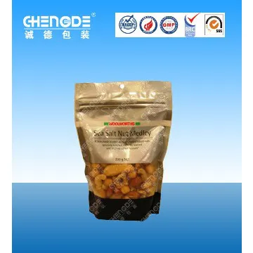 Snack packaging, standup pouch with zipper for peanuts