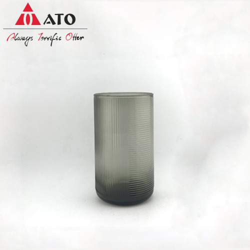 Vaso de vidro de listras horizontais e verticais de fumaça