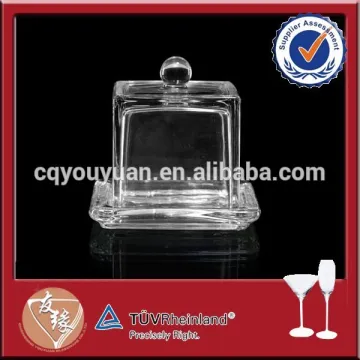 Lovely small square glass dish with cover