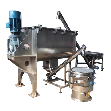 Large Horizontal Double Ribbon Powder Mixer: 50-4000 L Food and Manure Mixing Machine for Spices and Other Powders