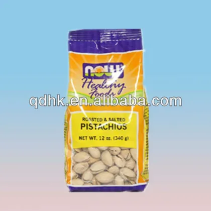 Clear plastic resealable side gusset bags for pistachios nuts