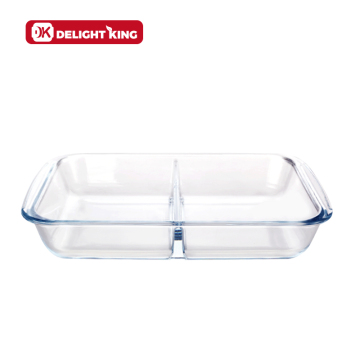 Glass Baking Tray with Divider Oven Safe Bakeware