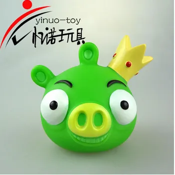 En71 Eco-friendly PVC Material Green Pig with A Crown LED Toy
