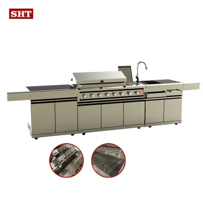 Free Combination Lp Gas BBQ Grill Cabinet with Refrigerator