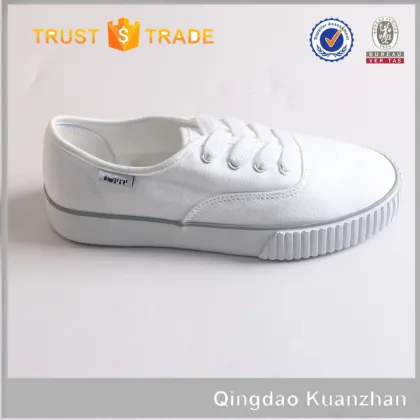 Lace-up white brand canvas shoes