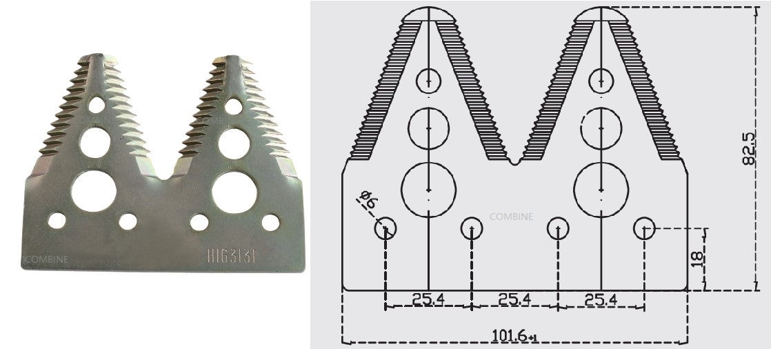 Remplacement de la moissonneuse Rechance partie 28 dents CNH MF Section H06614