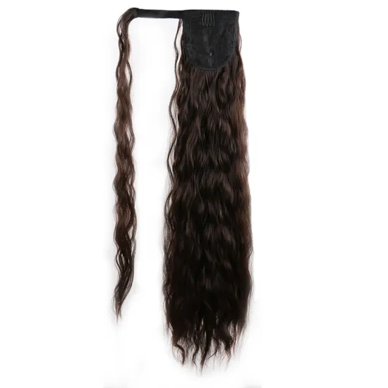 Corn Wavy Curly Wrap Around Clip in Wigs Synthetic Ponytail Hair Extensions Long Ombre Colored New 22inch 50cm Super Wave