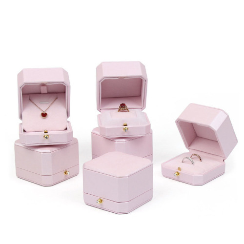 Leather Pink Cardboard Jewelry Packaging Box for Ring